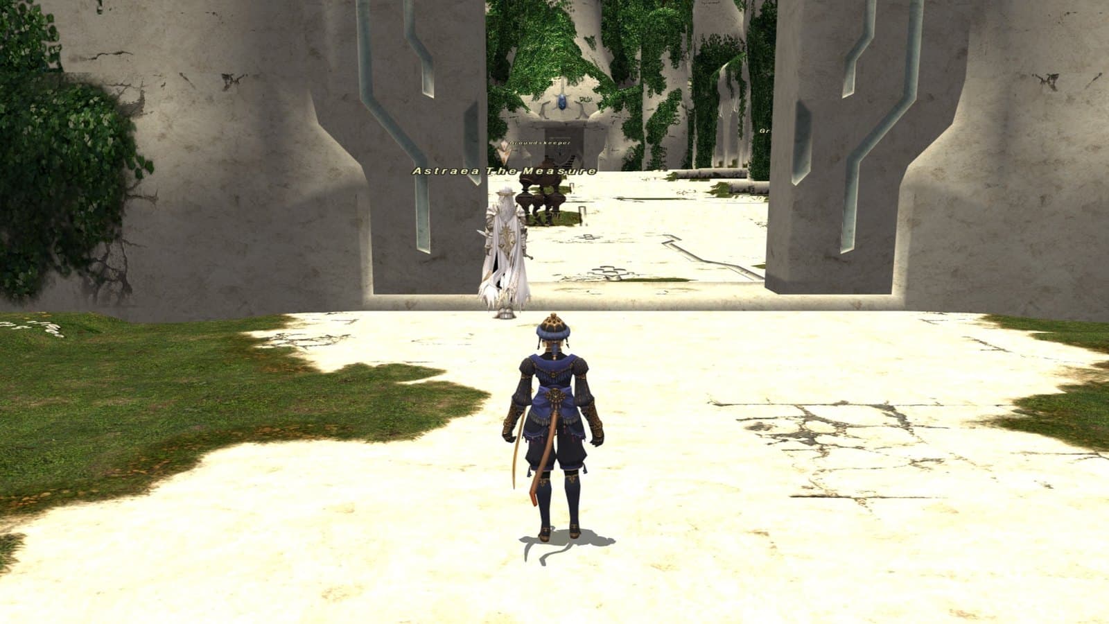 Astraea The Measure waiting at the gate in Ru'Aun Gardens