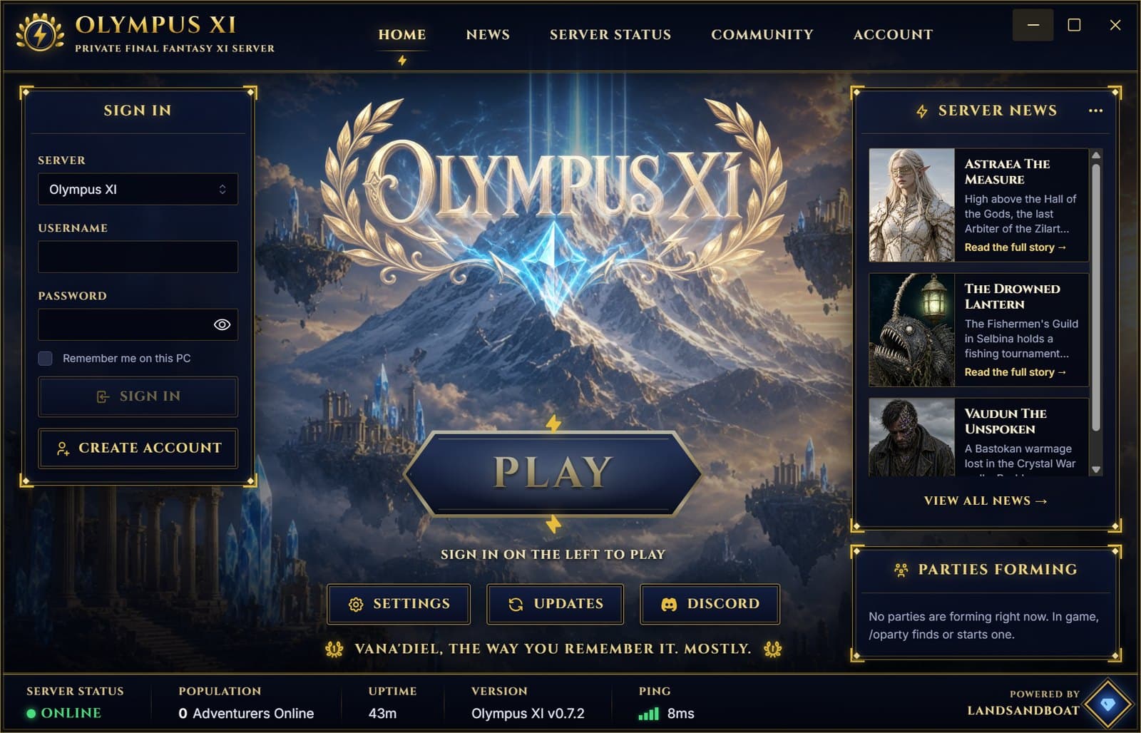 The Olympus XI launcher's home screen